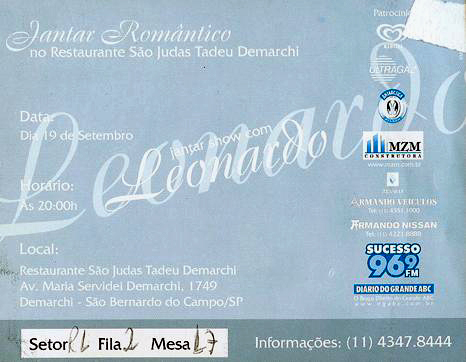 ingresso de show de Leonardo